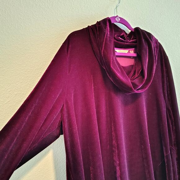 Soft Surroundings Women Plus Size 3x Velvet Cowl Neck Asymmetrical Hem Tunic Top - Picture 8 of 10